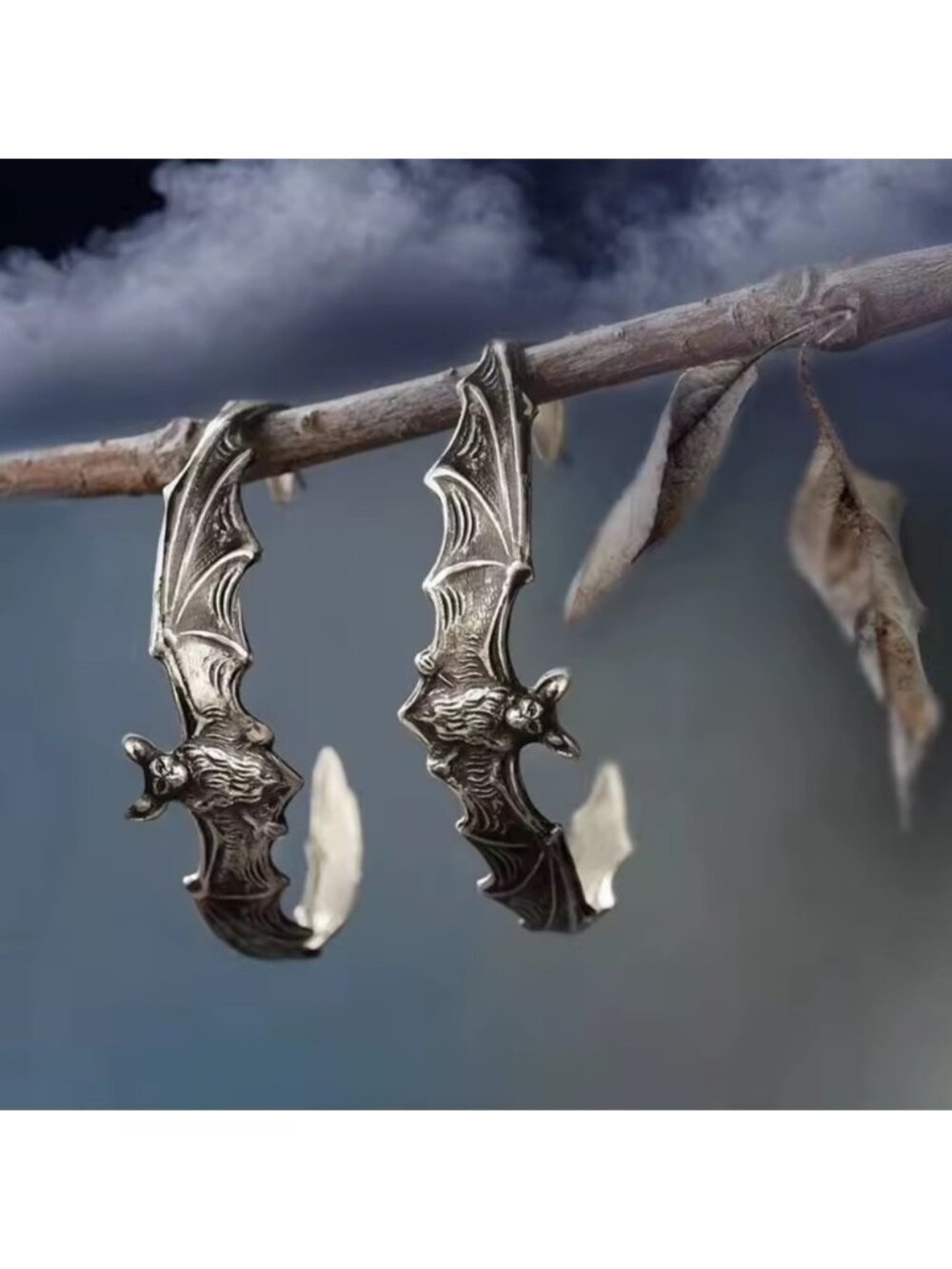 Gothic Bat Hoop Earrings